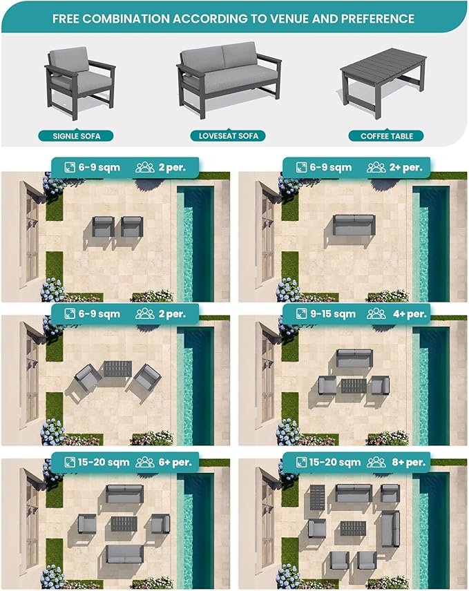 SERWALL HDPE Outdoor Loveseat Couch - Image 8