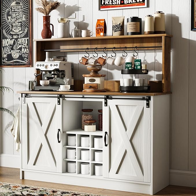 4ever2buy Farmhouse Coffee Bar Cabinet - Image 9