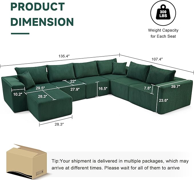 U-Shaped Boneless Couch, Cloud Couch Sectional, Modular Sofa - Image 3