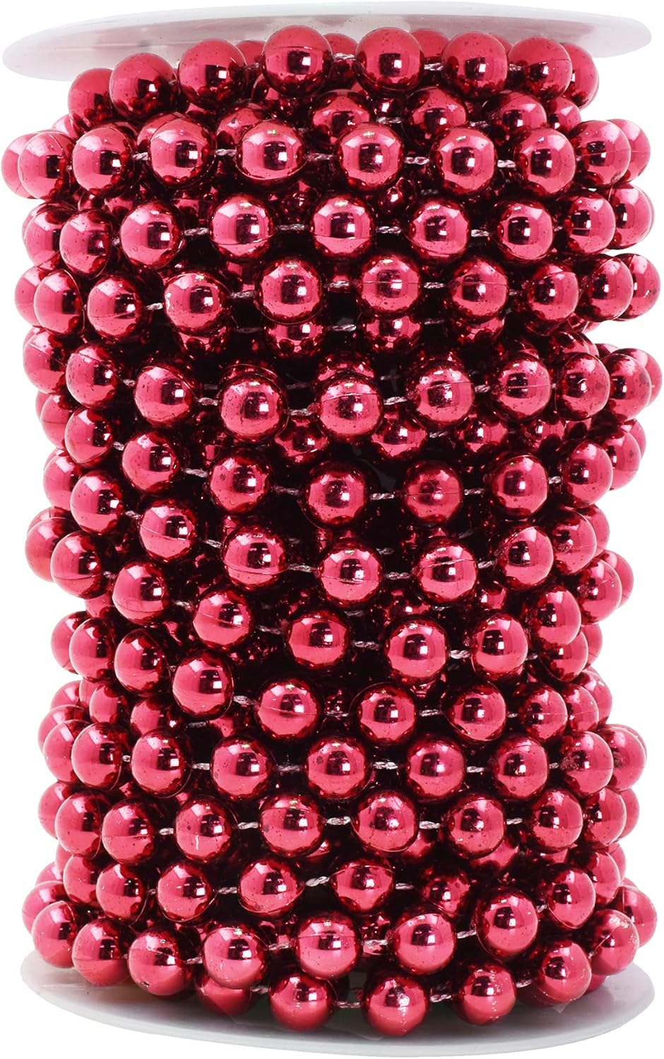 Mandala Crafts 10mm Faux Burgundy Pearl Beads Roll - 11 Yards Strand of Fake Pearls Chain Garlands Spool String for Christmas Tree, Wedding, Party, Vases, DIY Decoration