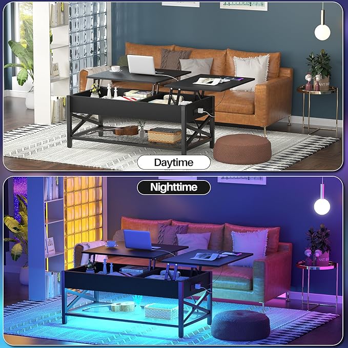 Aheaplus Black Lift-Top Coffee Table - Image 6