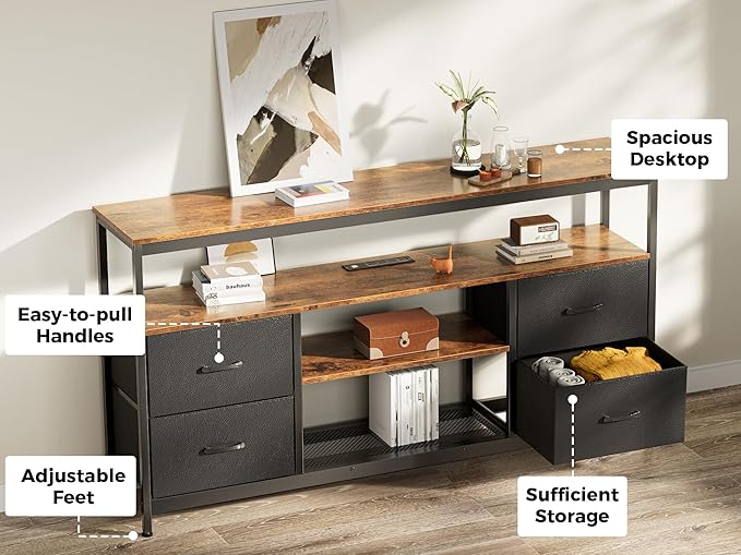 Huuger TV Stand Dresser with Power Outlets and LED Lights, 4 Drawers - Image 8