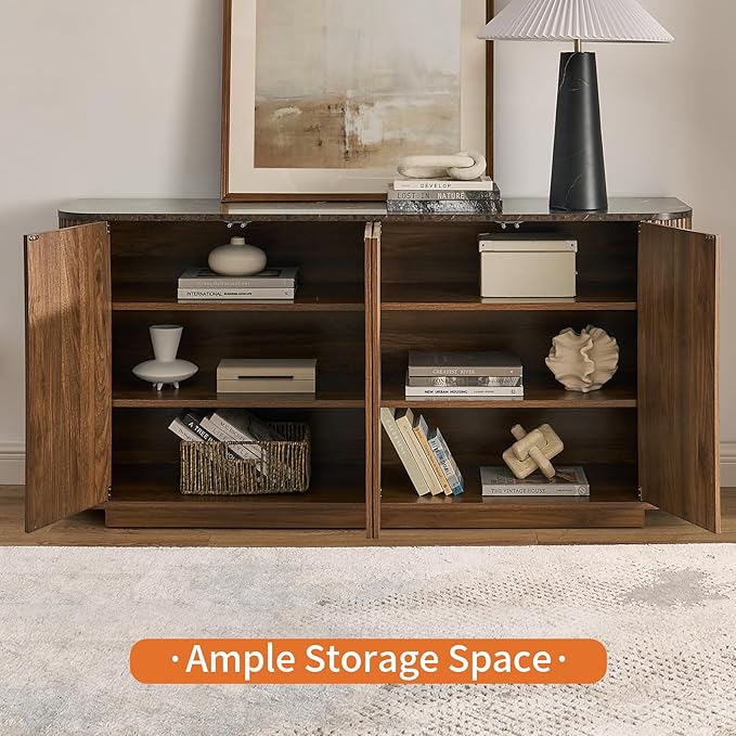 LKTART 64" Buffet Cabinet with Storage, Modern Fluted Accent Sideboard with - Image 8