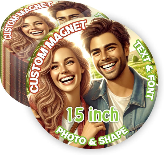 KETABAO – 15" Customize Circle Refrigerator and Car Magnets - Personalize with Photos of Your Home, Office and Vehicle