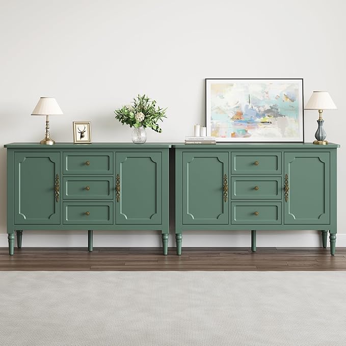 FansaFurn Green Storage Cabinet, Mid-Century Buffet Cabinet - Image 5