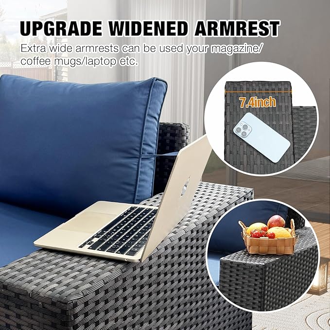 JOYURE 5 Pieces Patio Furniture Set All-Weather Outdoor Wicker Sectional - Image 2