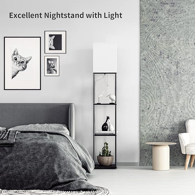 SUNMORY Floor Lamp with Shelves, Modern Square Standing Lamp with 3 Color - Image 5