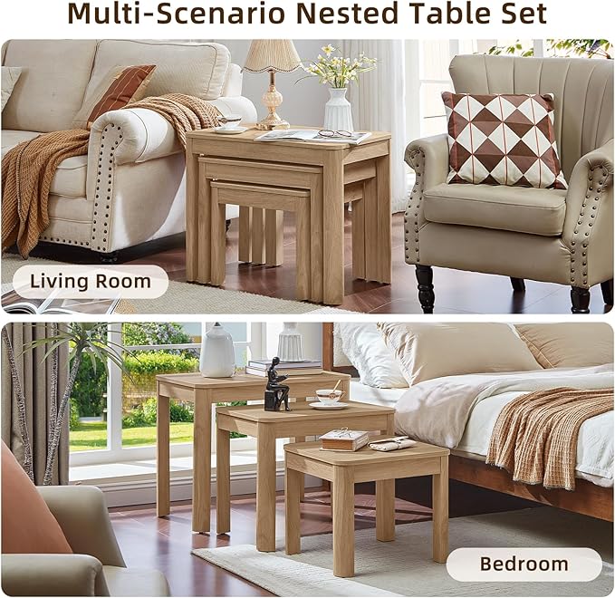 Joaxswe Farmhouse Nesting Tables Set of 3, Nesting Side Tables - Image 8