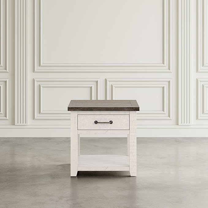 Jofran Madison County Harris End Table, Vintage White - Image 9
