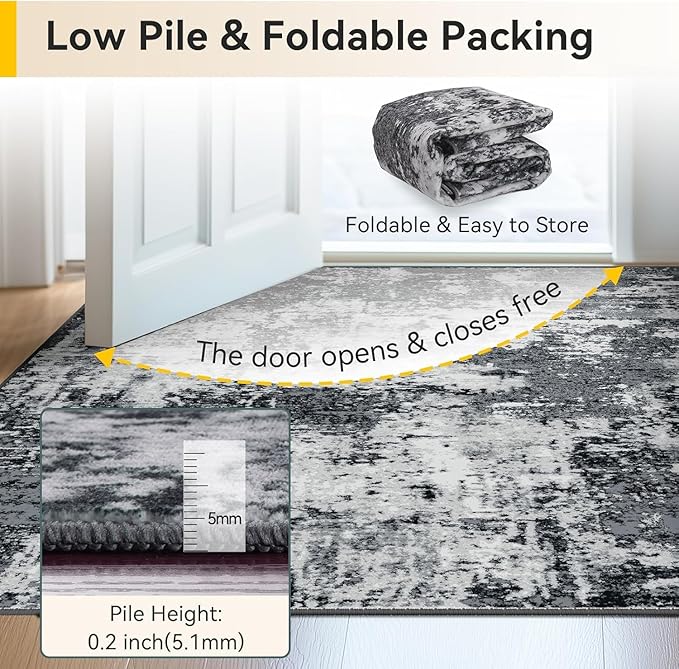 RELEANY Washable Area Rugs 2'x4' Non-Slip Modern Abstract Soft - Image 6