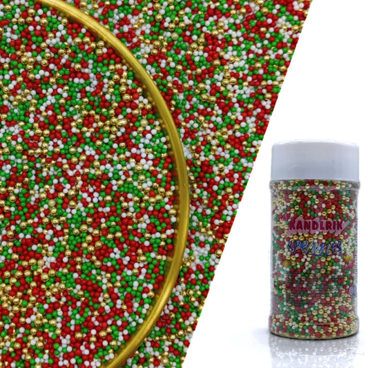 Edible Red & Green & White & Super Gold Sprinkles Candy 2mm Mini Pearls Cake Decorations Cupcake Toppers Cookie Decorating Perfect for Wedding Party Valentine Halloween Christmas Supplies 3OZ