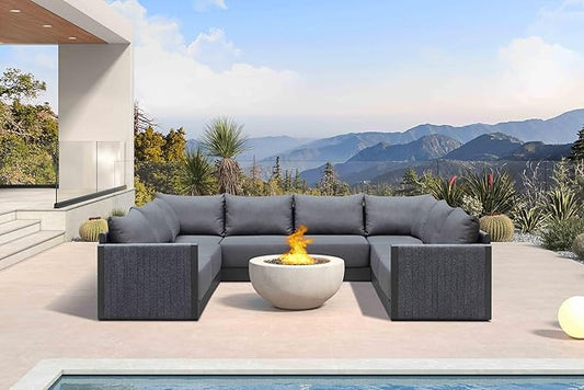 PURPLE LEAF Patio Furniture Set 8 Pieces Outdoor Conversation Sets PP Rope by PURPLELEAF