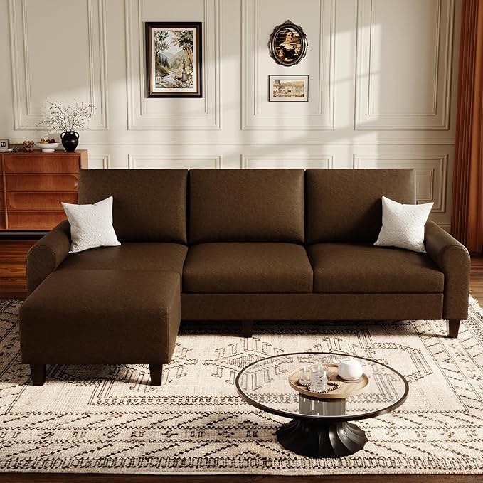 EASE MOOSE Large Seat Faux Leather L Shaped Sofa, Waterproof and - Image 3