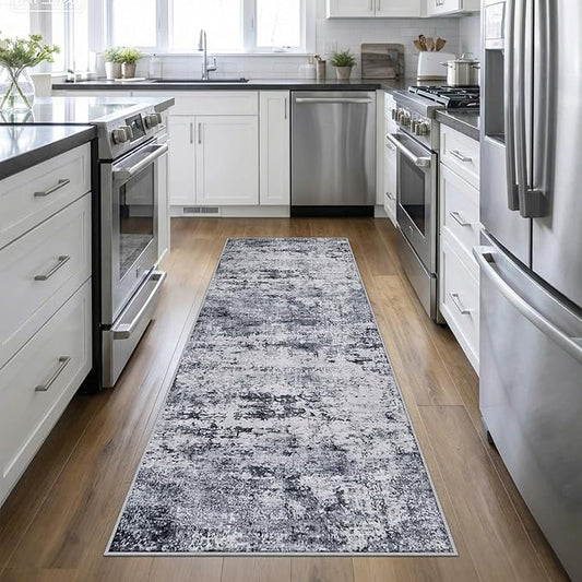 Washable Area Rug 3x10 Entryway Rug: Washable Modern Abstract Soft Thin Rug by FXRHLP