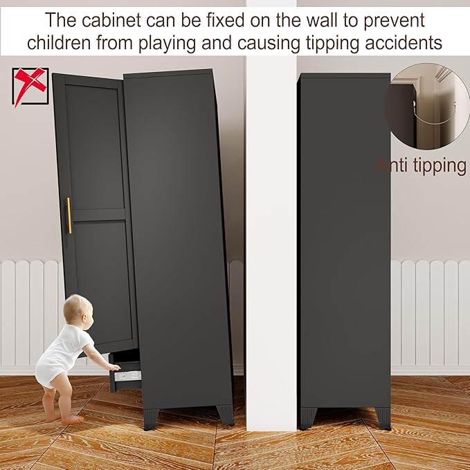 erosoei 71" H Metal Armoire Wardrobe Closet - Image 5