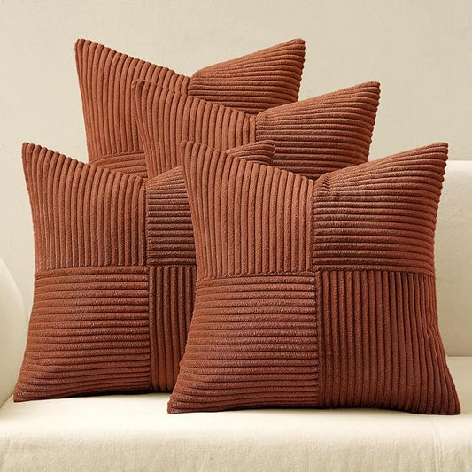 MIULEE Boho Farmhouse Rust Decorative Throw Pillow Covers 20x20 Inch 4 Packs by MIULEE