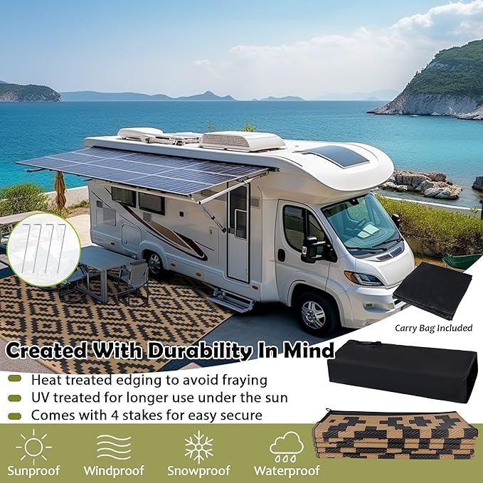SAND MINE Reversible Mats, Plastic Straw Rug, Modern Area Rug, Large Floor Mat - Image 4