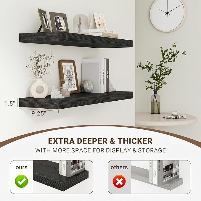 Acovy 16 Inch Floating Shelves, Wooden Shelves - Image 4