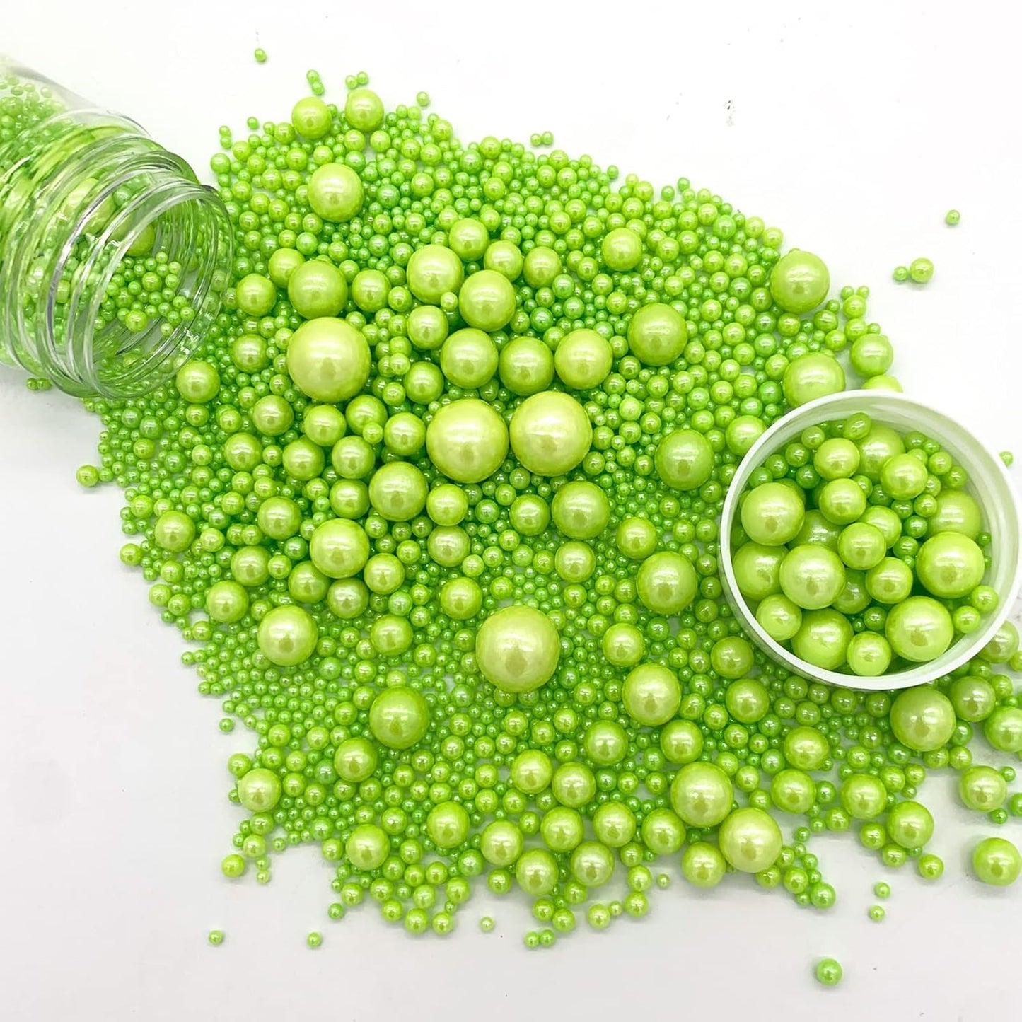 Weraru Edible Green Pearl Sugar Sprinkles Candy Mixing Size Baking Edible Cake Decorations Cupcake Toppers Cookie Decorating Celebrations Wedding Shower Party Chirstmas Supplies 130g/ 4.58oz