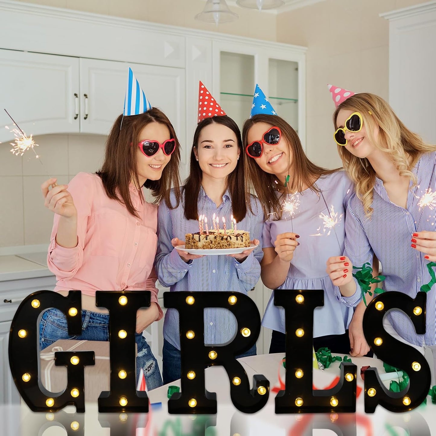 Led Marquee Letters, 8.58 Inch Black Light Up Letters, Small Led Letter Lights, Battery Powered Lighted Letterfor Table, Party, Birthday, Christmas Decor (Black, Letter K)