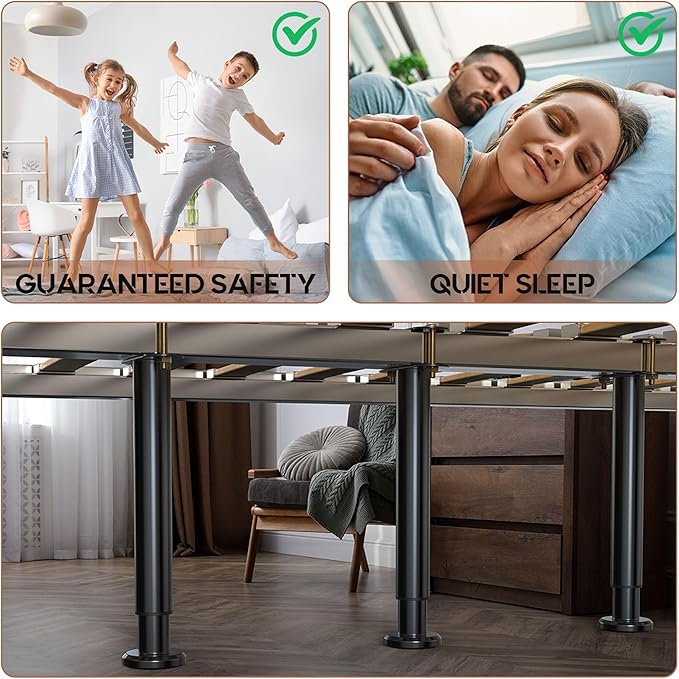 4-Piece Adjustable Height Bed Support Legs, Extra Sturdy Steel - Image 4