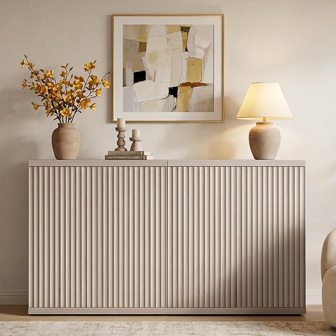 SICOTAS Buffet Cabinet with Storage Accent Sideboard Modern Credenza with Doors - Image 8