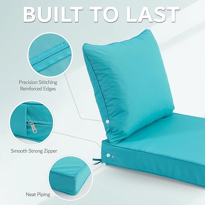 19x19 Inch Patio Chair Cushions Set of 2, Outdoor Furniture Cushions - Image 6