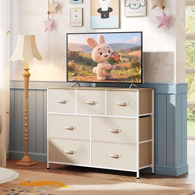 WLIVE 7 Drawer Dresser TV Stand, Entertainment Center, Media Console Table - Image 8