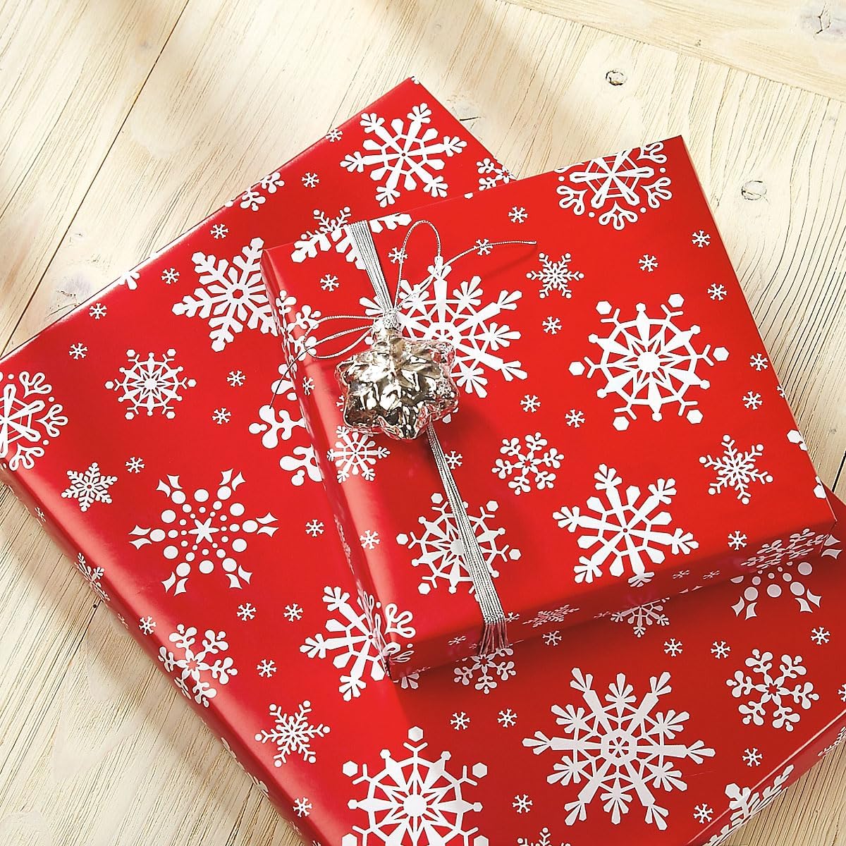 Current Snowflake on Red Christmas Rolled Wrapping Paper - Premium Jumbo 23-Inch x 32-Foot Gift Wrap Roll, 61 Square Feet Total