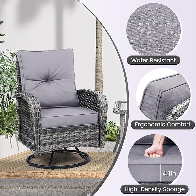 wildformers Luxury Outdoor Swivel Wicker Glider Patio Chairs - Image 6