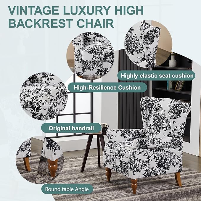 Upholster Accent Armchair & Side Table 2-Piece Set, Chenille Vintage Style - Image 4