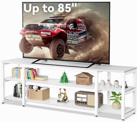 Aquzee White TV Stand for up to 85inch, Entertainment Center for 70 75 80 85" TV by Aquzee