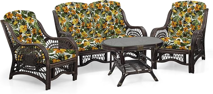 Malibu Lounge Loveseat Sofa Natural Rattan Wicker Handmade Design - Image 4