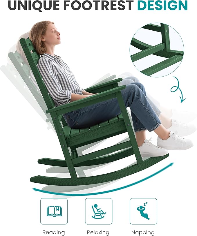 SERWALL Outdoor Rocking Chair Set of 2, Oversized Rocking Chair - Image 7