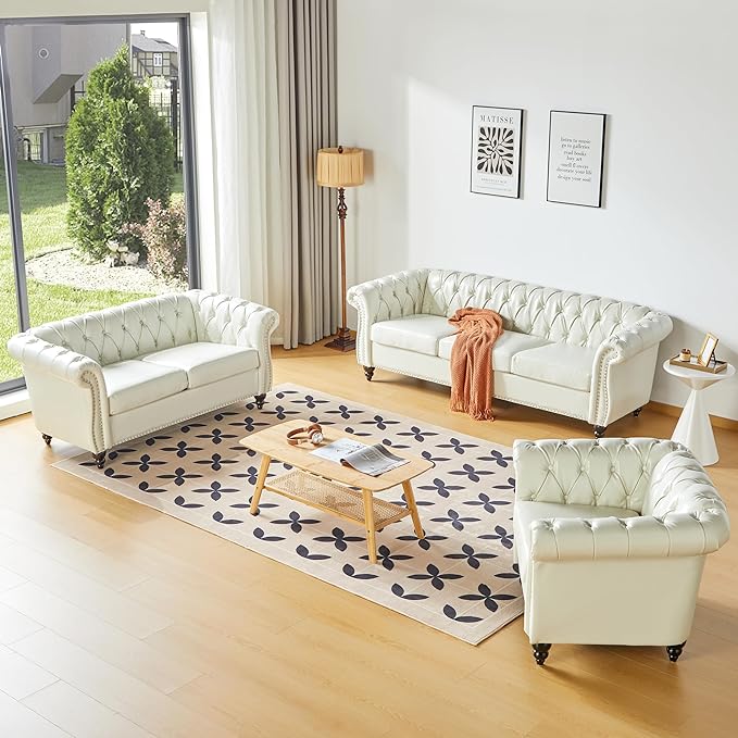 AVZEAR Chesterfield Loveseat Sofa, Upholstered Sofa Modern Sofa Couches Set - Image 4