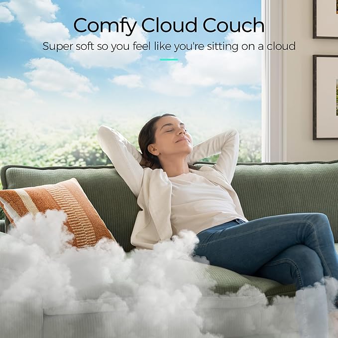 LINSY HOME 90" Modular Cloud Love Seat Sofa, Corduroy Soft Sectional Couch - Image 5