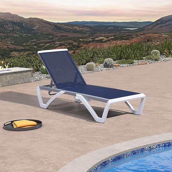 PURPLE LEAF Patio Chaise Lounge Chair Outside Aluminum Plastic Stackable - Image 9