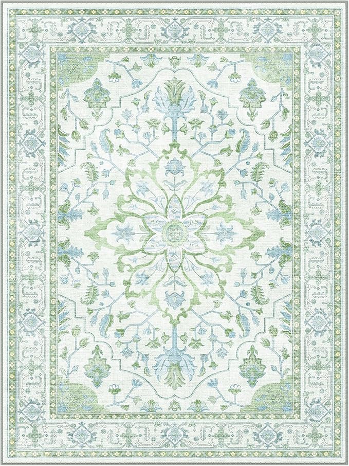 RELEANY Area Rugs 6'x8' Washable Non-Slip, Floral Vintage Distress Print - Image 8