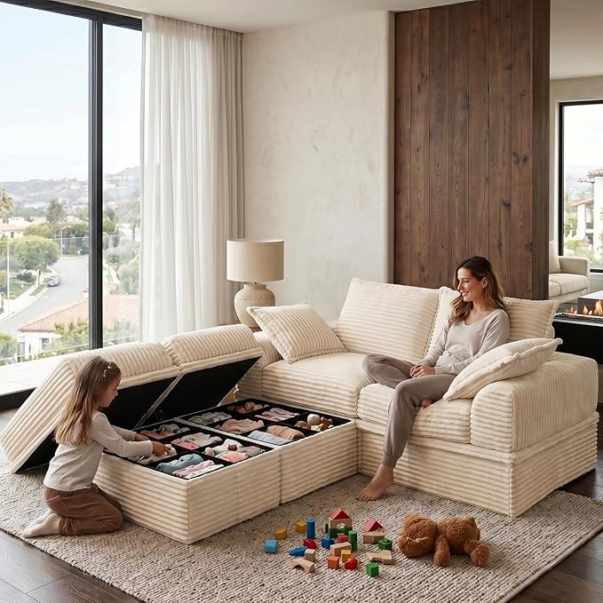 Upgrade Boneless Couch with Storage, Extra Deep&High Seat Modular Sectional - Image 3
