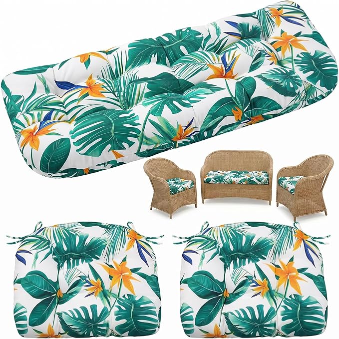 1 MIDDLE ONE Wicker Chair Cushions 3 Pieces Set by 1MIDDLEONE