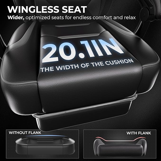 GTPLAYER Gaming Chair with Footrest, Big and Tall Game Chair 350lb Racing Style - Image 3