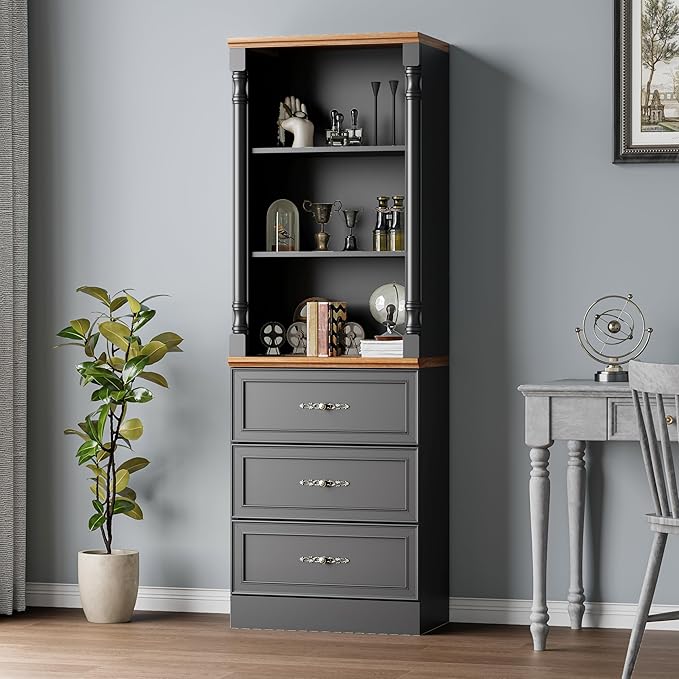 Bookshelf with Drawers, Floor Standing Display Storage Cabinet by JMHDYG