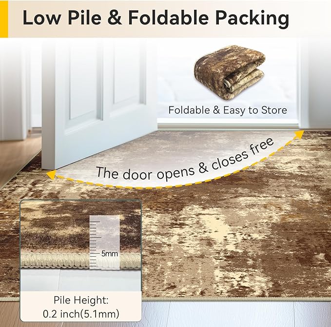 RELEANY Washable Area Rugs 4'x6' Non-Slip Modern Abstract Soft - Image 5