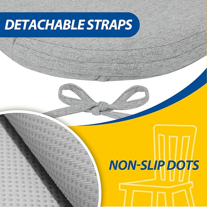 AAAAAcessories D-Shaped Chair Cushions, Machine-Washable Cover, Light Gray - Image 5