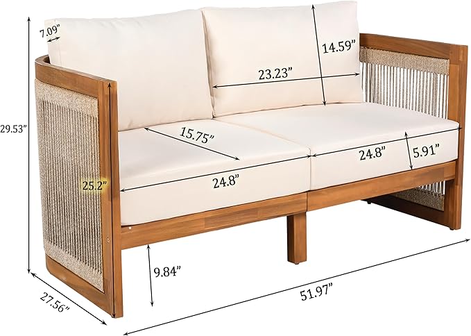 VilroCaz 4-Piece Patio Conversation Set, All Weather Sectional Sofa Set w/ 2 - Image 4