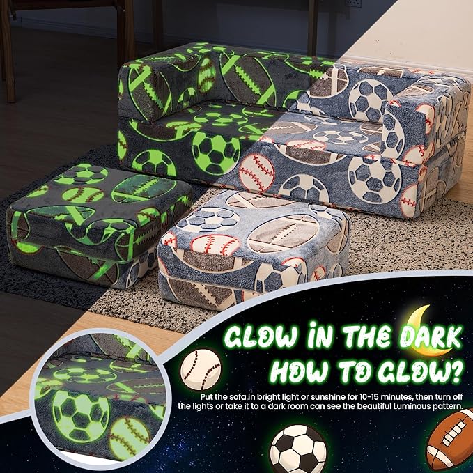 Cvortll Modular Kids Play Couch, Glow in Dark Kids Sofa, Child Sectional Sofa - Image 5