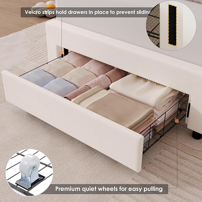 HIFIT Twin Upholstered Smart LED Bed Frame - Image 6