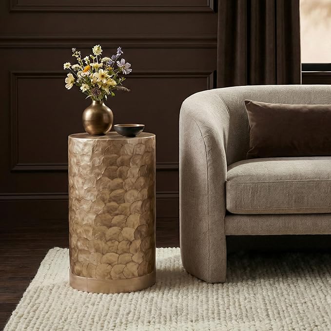 East at Main Capiz Shell Martini Table – Tea Brown Accent Table, Small by EastatMain