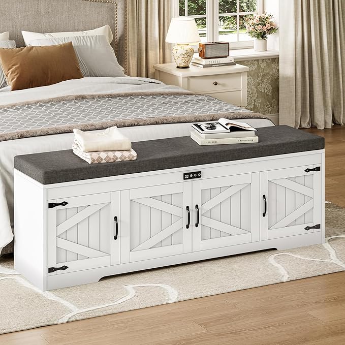 UPOSOJA 60“ Farmhouse Shoe Storage Bench - Image 7