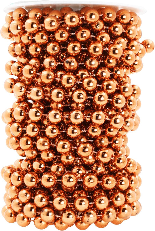 Mandala Crafts 10mm Faux Copper Pearl Beads Roll - 11 Yards Strand of Fake Pearls Chain Garlands Spool String for Christmas Tree, Wedding, Party, Vases, DIY Decoration